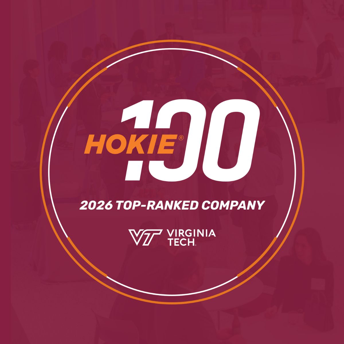 Official Virginia Tech 2026 Hokie 100 Top-Ranked Company graphic